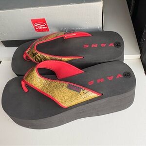 Vintage 90’s Vans Japanese Newspaper Formula one  Platform Sandals